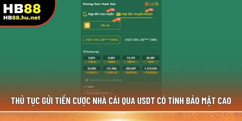 Thủ tục gửi tiền cược nhà cái qua USDT